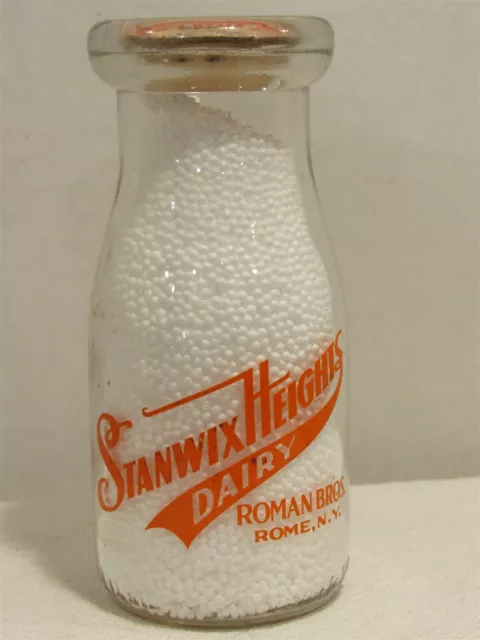 TRPHP Milk Bottle Stanwix Heights Dairy Roman Bros Farm Rome NY ONEIDA CO 1964