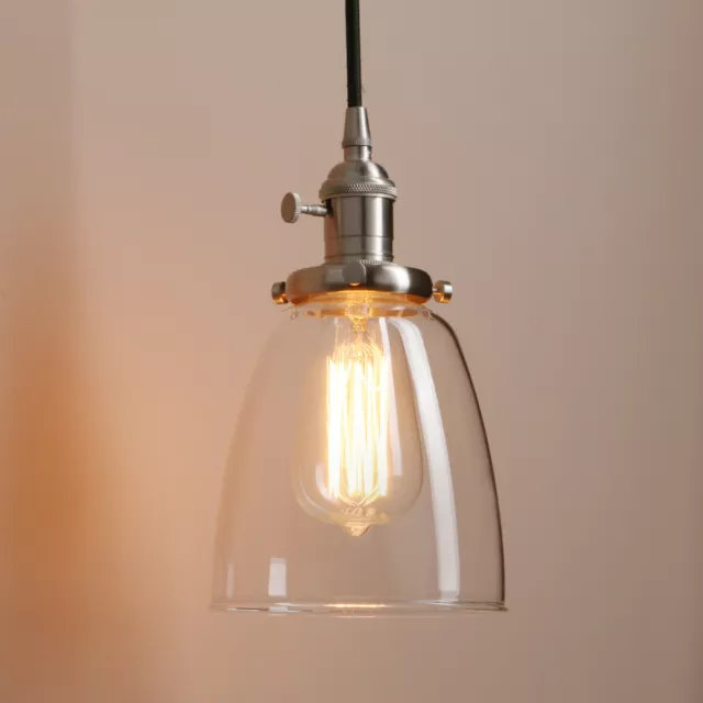 Vintage Industrial Kitchen Island Pendant Light Bell Glass Shade Ceiling Lamp