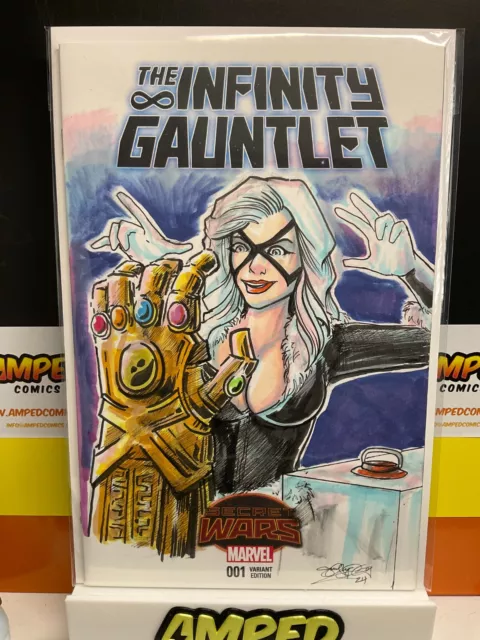 INFINITY GAUNTLET #1 BLANK VARIANT COVER Black Cat Sketch by Jesse Lundberg