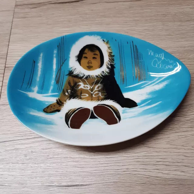 Matthew Adams Pottery Dish Tray Alaska Inuit Child RARE MCM Vintage Eskimo Baby