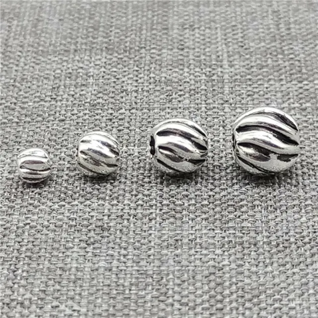 Bulk 925 Sterling Silver Corrugated Round Beads Spacers for Bracelet