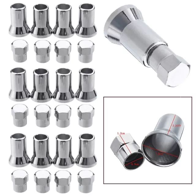 12 Sets TR413 Chrome Car Tire Wheel Tyre Valve Stem Hex Cap & Sleeve Covers Kits