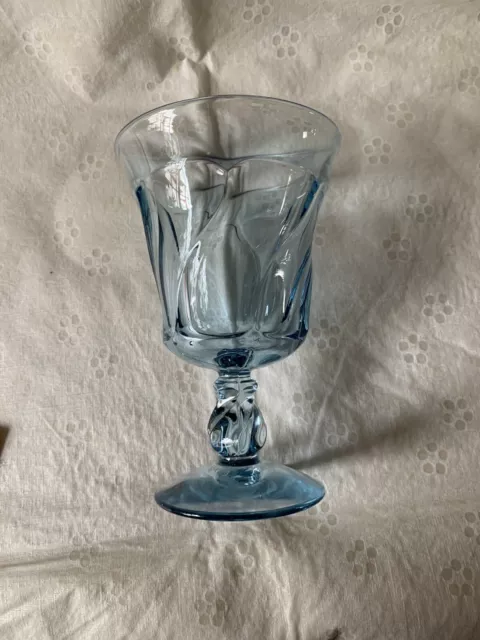 Fostoria Jamestown Swirl Pattern Light Blue Water Glass Goblet Euc