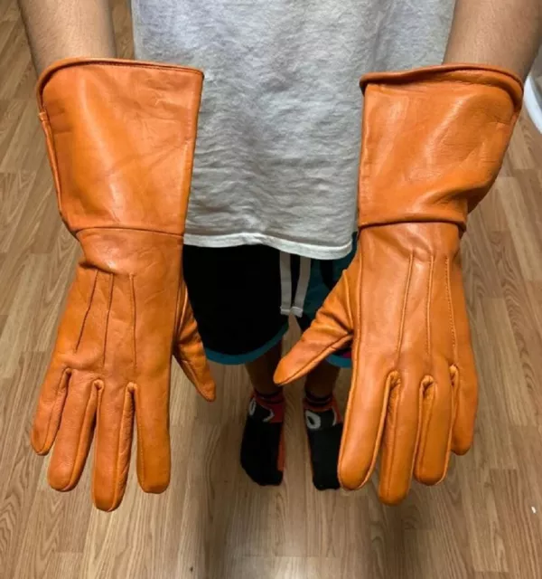 Genuine Leather Medieval Long Cuff Gloves, Made With Original Sheep Skin Leather 3