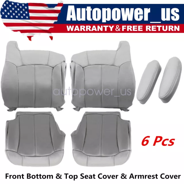 For 99-02 GMC Sierra Chevy Tahoe Both Side Bottom & Top Leather Seat Cover Gray