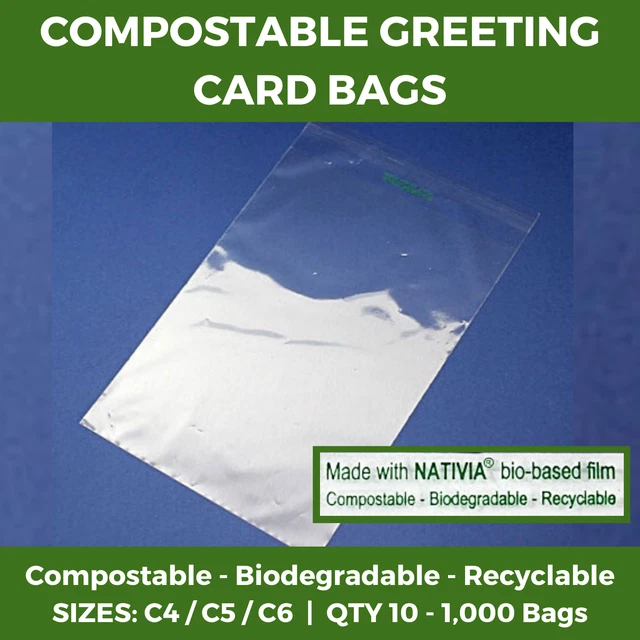 COMPOSTABLE CELLO BAGS Clear Greeting Card Display Biodegradable