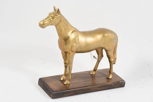 L85H40- Figur Pferd aus Messing auf Holzsockel