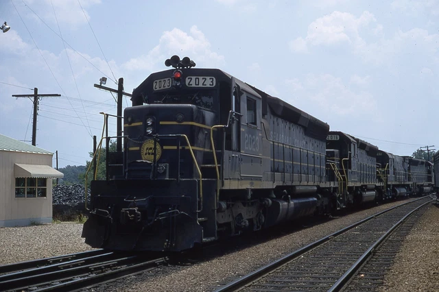 Original Slide SCL Seaboard Coast Line SD45 #2023+3 - Spartanburg SC 1970