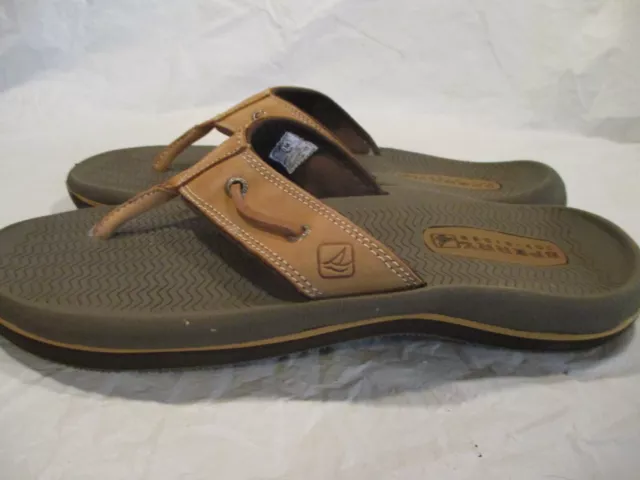 SPERRY TOP-SIDER TAN Leather Flip Flop Sandals Mens Size 10M, Used ...