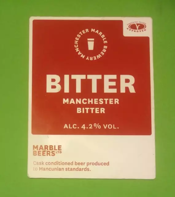 MARBLE brewery BITTER beer badge real ale pump clip front Manchester