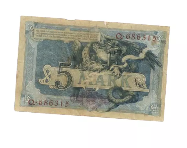 5 Mark Schein Geldschein, Reichskassenschein Berlin 1904, Banknote, 366