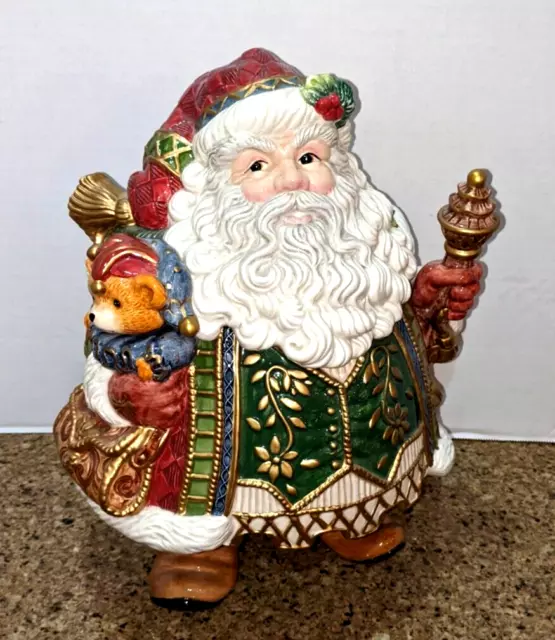 Fitz and Floyd Classics Jolly Ole St. Nick Christmas Cookie Jar 13" Vintage