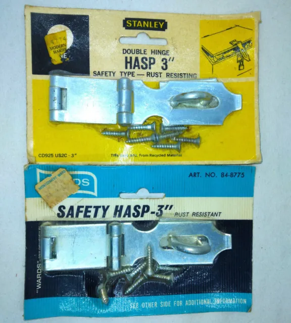 Vintage  3" Inch Rust Resistant Safety Hasps (NOS)