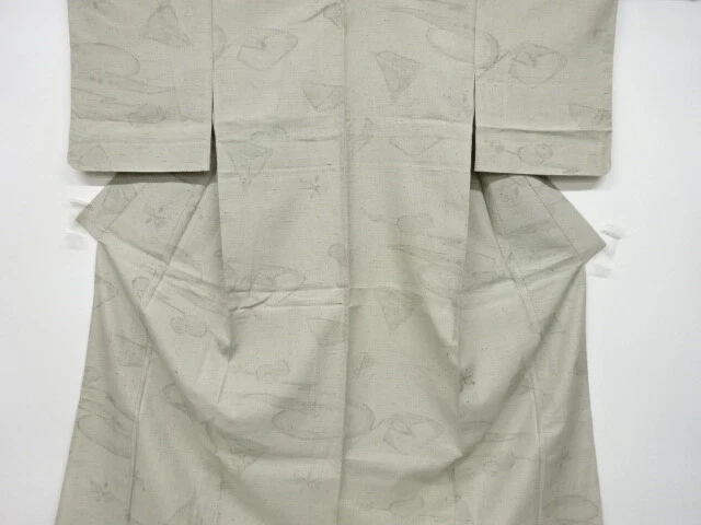 6524761: Japanese Kimono / Antique Hitoe Kimono / Tsumugi / Abstract Pattern