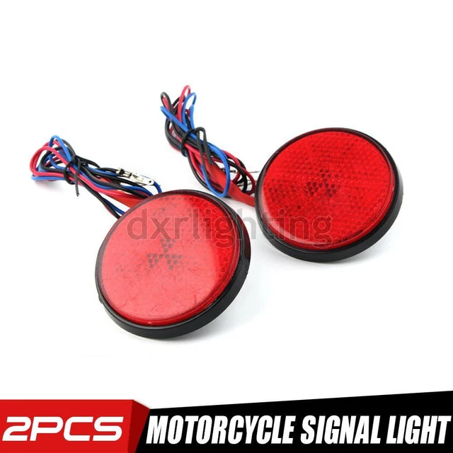 2X Red LED Reflector Round Rear Brake Tail Light Turn Signal Stop Motorcycle ATV