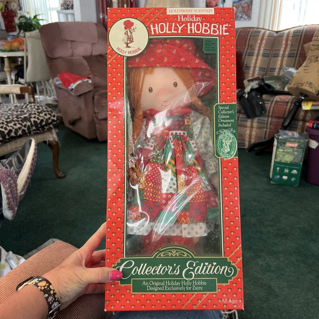 New Vtg  1988 Holiday Holly Hobbie Collector's Edition Rag Doll & Ornament NIB
