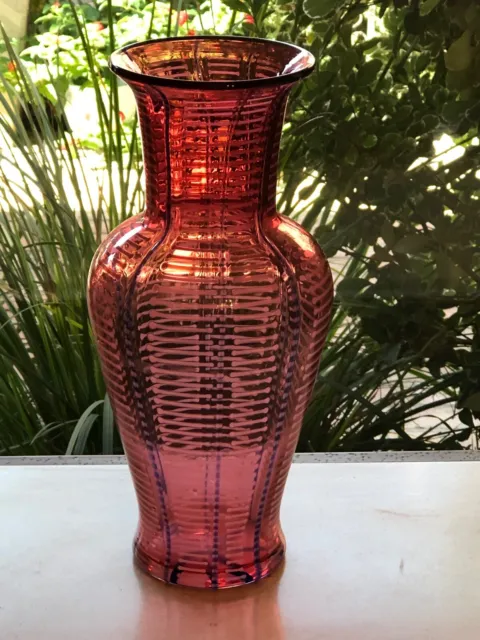 Mikasa Crystal Glass Cascade Ruby 12 " Vase Czech Republic - Euc