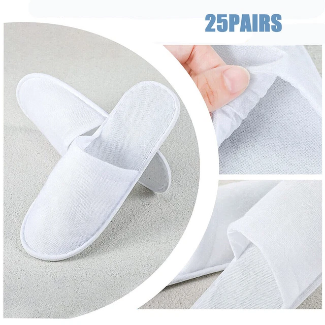 25 PAIRS DISPOSABLE House Slippers for Hotel Guests Closed Toe Women