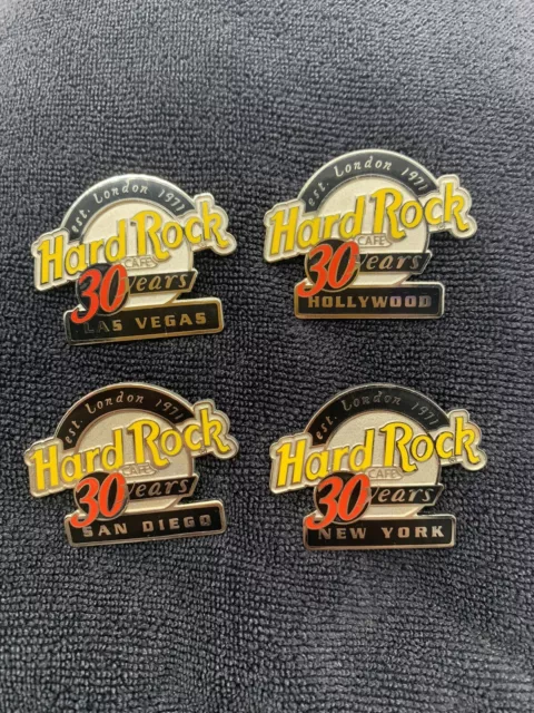 Hard Rock Cafe Pins 30 Years Anniver-New York Las Vegas San Diego Hollywood