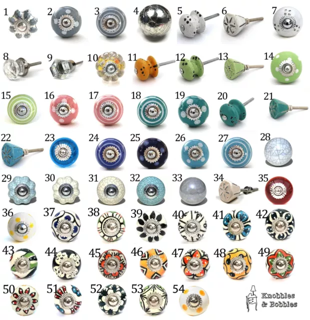 Small chic cupboard door knobs handles drawer pulls. Ceramic knobs and glass