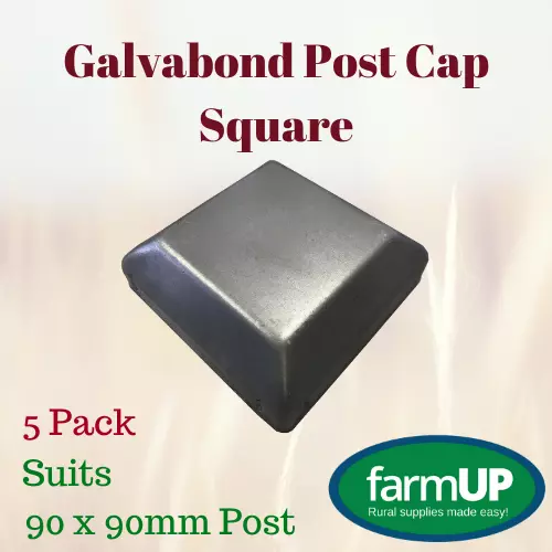 5x Galvabond Fence Post Cap Square Tube End Steel suits 90mm x 90mm