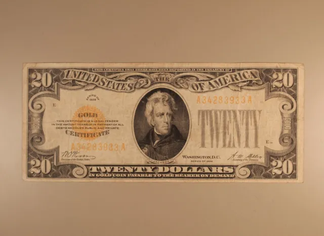 1928 $20 Gold Certificate Small Size ***RARE ONE YEAR TYPE***
