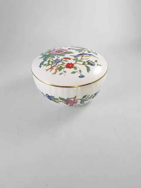 Vintage Aynsley trinket Box Fine English Bone China Pembroke Round w Lid Powder