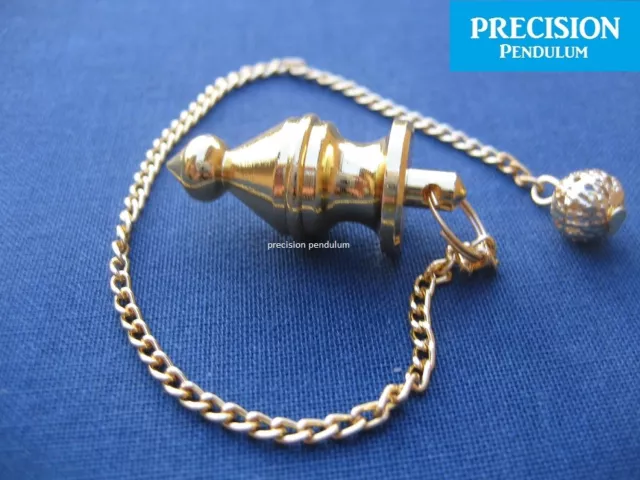 Da Vinci Gold Solid Metal Precision Pendulum with Chain Dowsing Divination 2