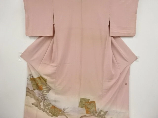 42533# Japanese Kimono / Antique Kimono / Cranes With Ume & Kiku