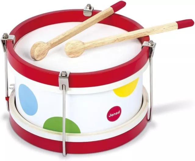 Janod Wooden My First Confetti Drum Brand New In Box Great Gift 2Y+