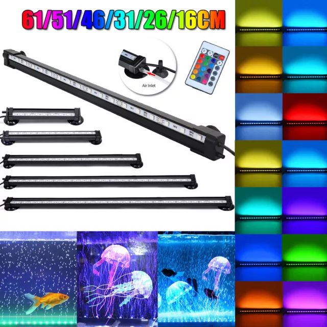 Aquarium Fish Tank Light RGB LED Submersible Air Bubble Lamp Pond Strip Lights