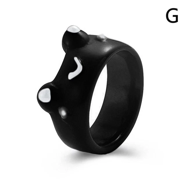 Black Frog Rings Cute Frog Rings Box Couple Rings Accessories Gift