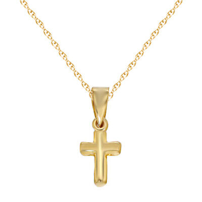 18K Gold Plated Silver XS Ty Pla Cross Crucifix Religious Baby Newborn Pendant
