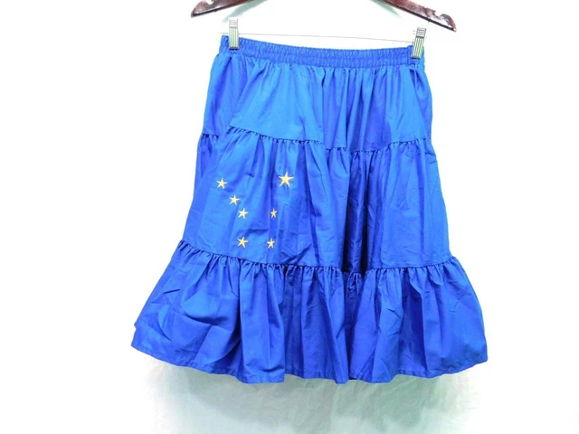 Alaska Square Dance Skirt M Blue Gold Embroidered Big Dipper Flag Stars Dancing