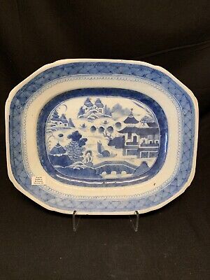 Stunning Chinese 19th Century King Period Blue And White Large Meat Plate