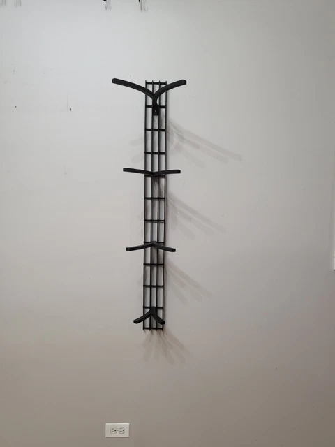 Vtg Unique Wall Mouunt 1960's Wall Mount Hat Coat Rack Heavy Metal Wrought Iron