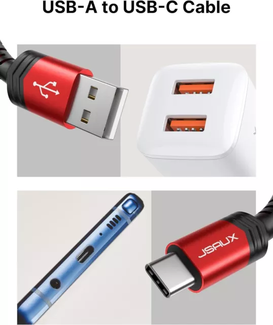 JSAUX USB C Kabel 3,1A [2 Stück 2M ], USB Typ C Ladekabel Schnellladung Kompatib 2