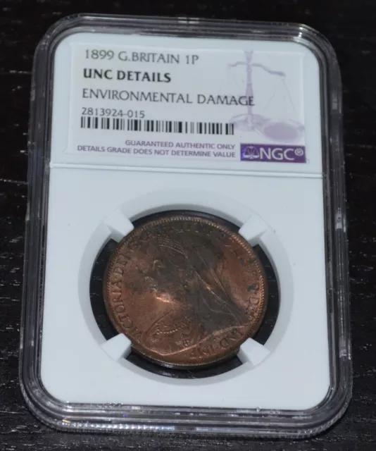 1899 Penny Great Britain United Kingdom Graded by NGC as UNC