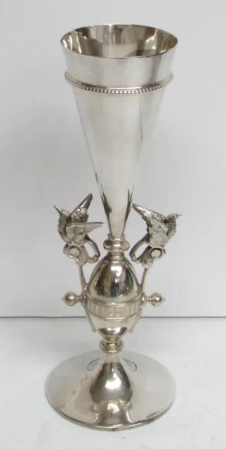 Fabulous 1870'S Aesthetic Era American Sterling Silver Bird Bud Vase 2