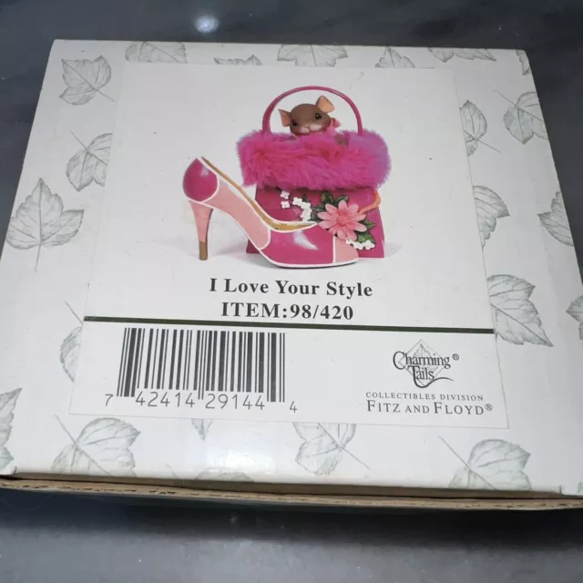 Charming Tails Fitz & Floyd 'I Love Your Style' Figure-Mouse Purse Shoe-Box 2