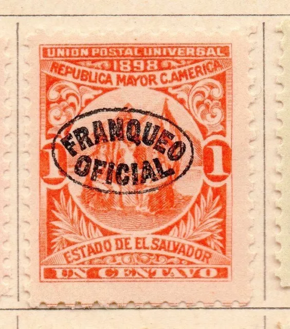 Salvador 1898 Early Officials Optd Issue Fine Mint Hinged 1c. 170450