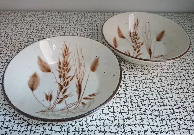 Pair Vintage Retro Midwinter Stonehenge Wild Oats 6.5" Soup Cereal Bowls Dishes
