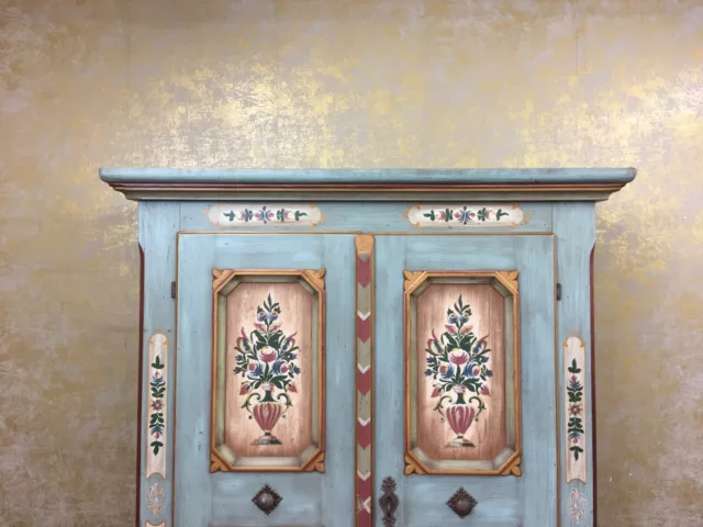 Voglauer Anno 1700 Antique Blue Wardrobe Country House Hallway Cupboard Solid 3