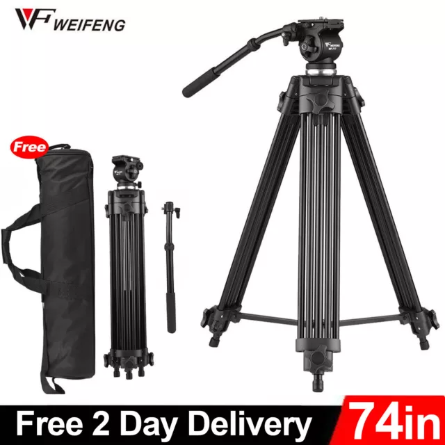 WeiFeng 1.9M Professional Video Tripod Heavy Duty Camera Camcorder Fluid Head