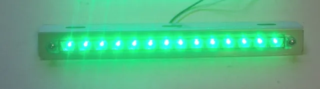 Led Auxiliary Light Strip 14 Green Diodes Clear Lens 12” Long UP#39484 Each
