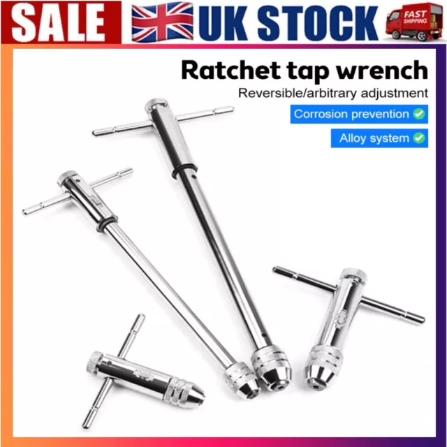 Ratchet Tap Wrench Reversible T Bar Handle M3-M8 M5-M12 for Tap & Die Set