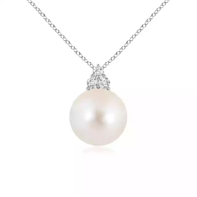 ANGARA 10MM Freshwater Pearl & Diamond Pendant Necklace in 14K White Gold