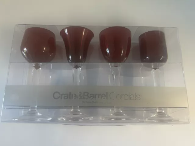 Crate & Barrel Red Cordials 5” - Set Of 4 Different Shapes- Brand New In Package