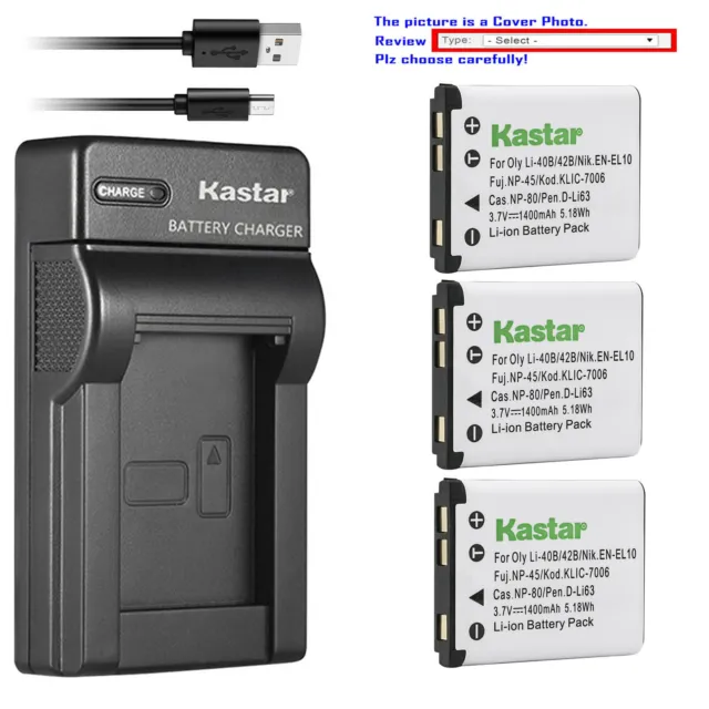 Kastar Battery Slim USB Charger for Olympus Li-42B & FE-220 FE-230 FE-240 FE-250