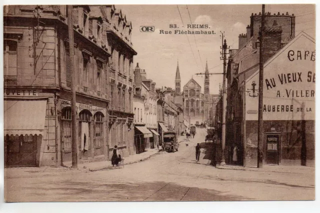 REIMS - Marne - CPA 51 - Théme Commerce - Café Auberge de la Rue Fléchambaut
